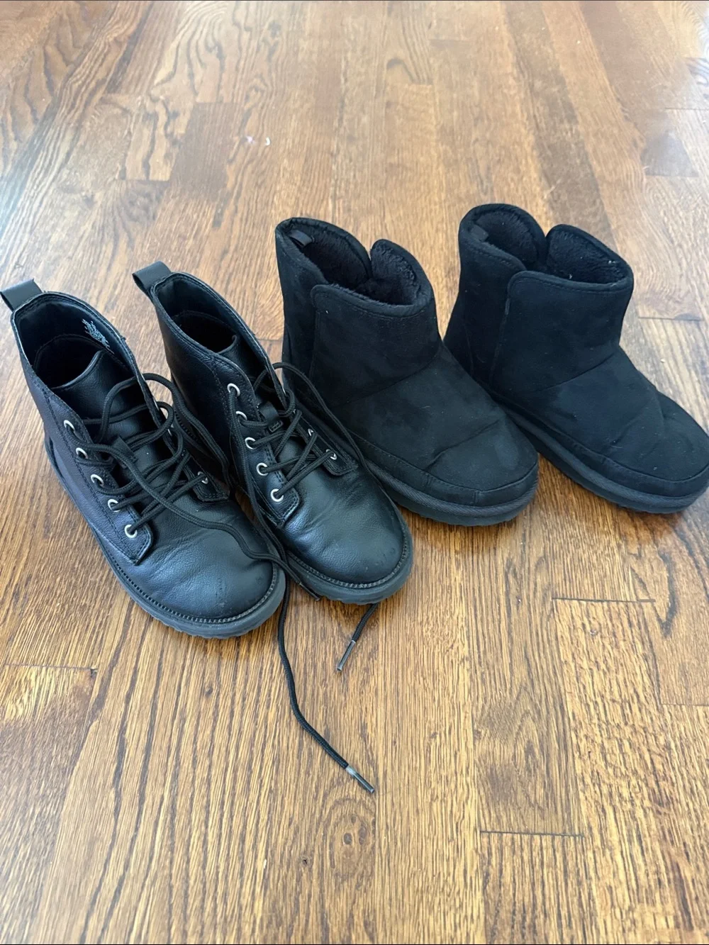 Old Navy Kids Black Lace-Up and Slip-On Boot Duo
